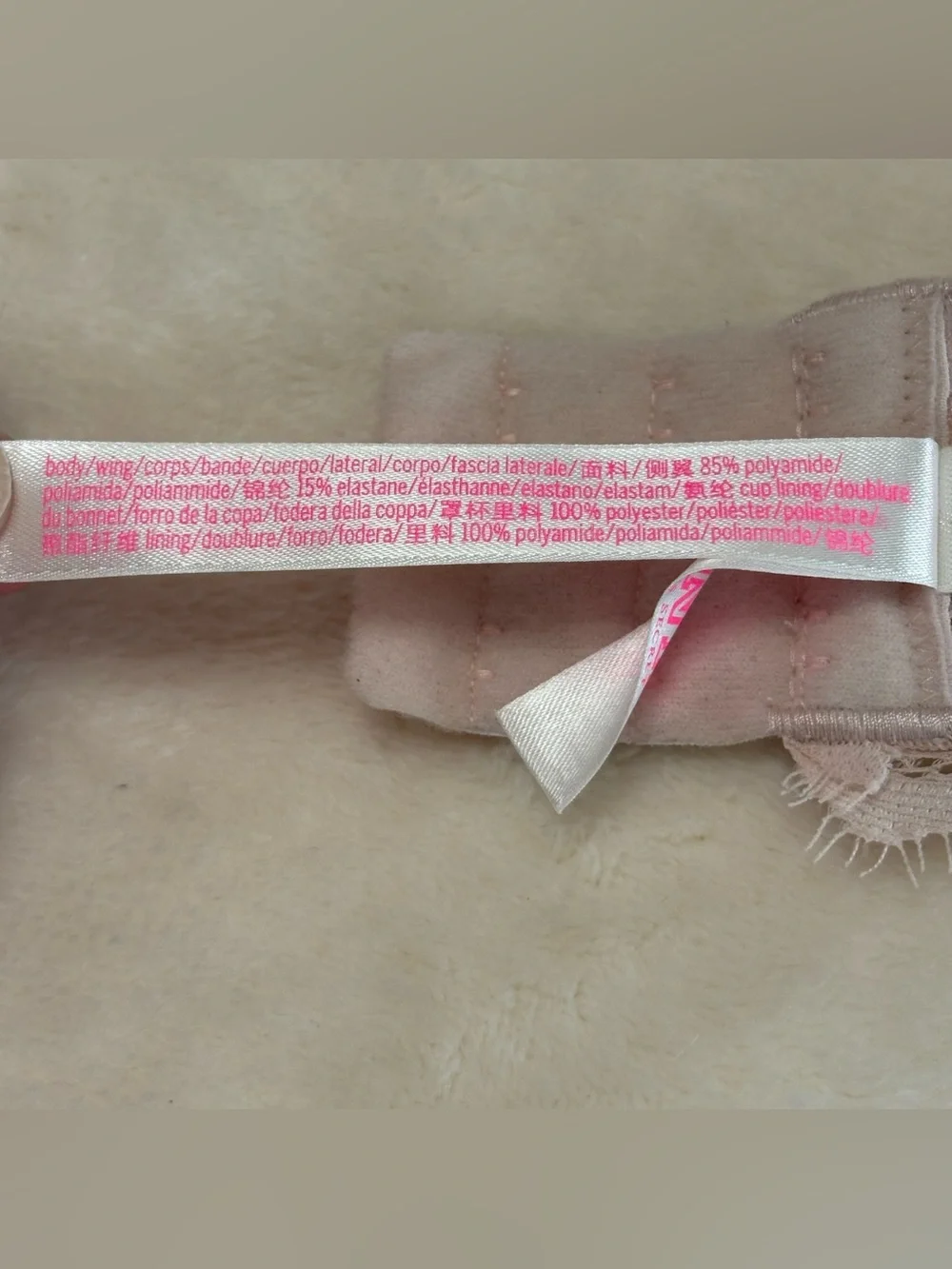 PINK by Victoria's Sectret Blush Pink Lace Bralette Lightly Lined Bra Size M